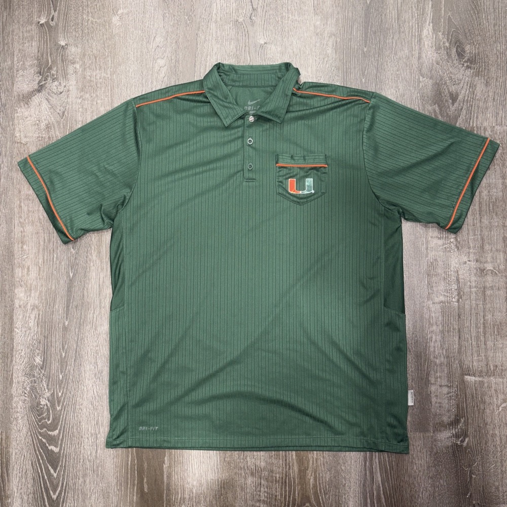 Miami Hurricanes Polo Shirt Men's XL Nike Team Performance Short Sleeve NCAA